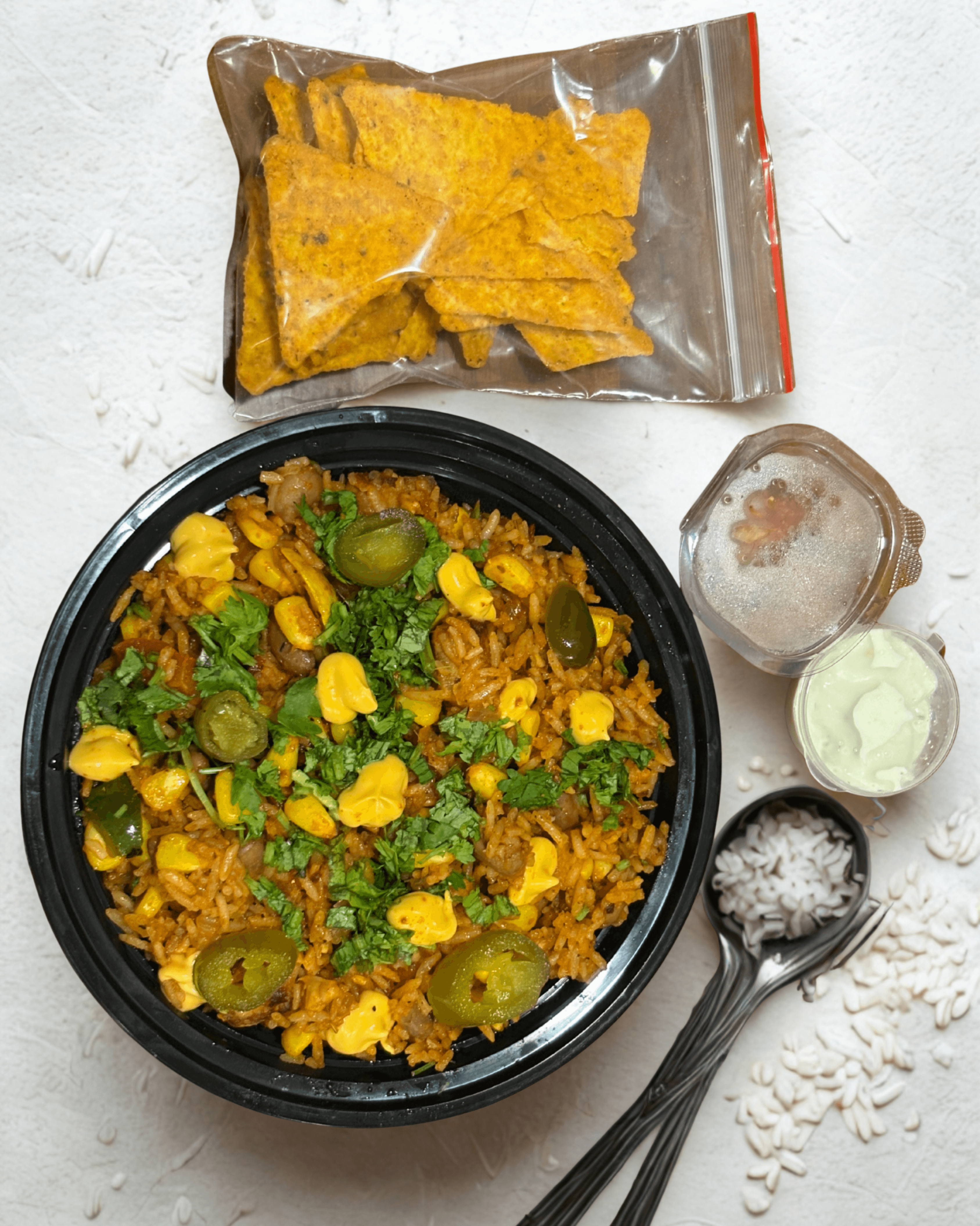 Colorful Mexican rice bowl